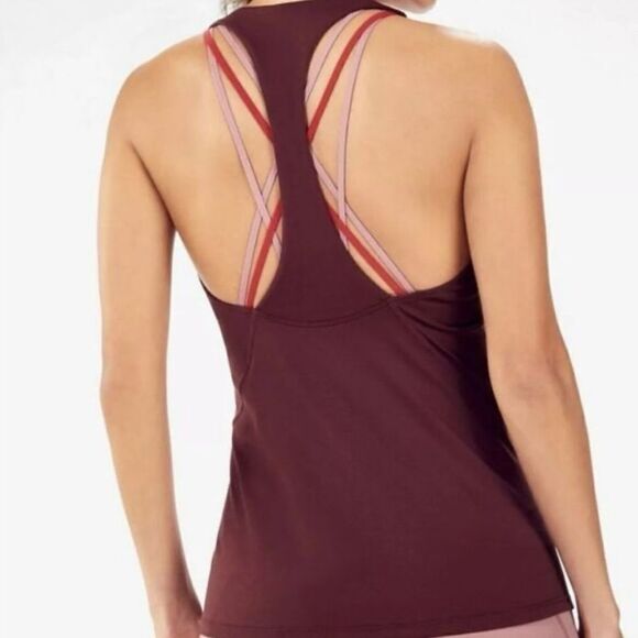 Fabletics Tops - Fabletics Burgundy Boost Strappy Sports Bra Tank Top